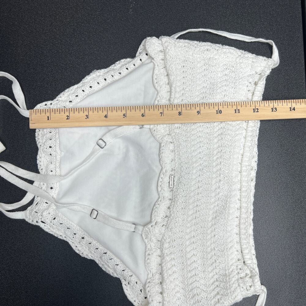 Hollister Juniors Crochet Cropped Top Medium Flirty Girly Coquette Beach Coastal - Picture 12 of 14